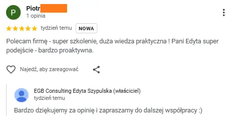Polecam firmę - super szkolenie